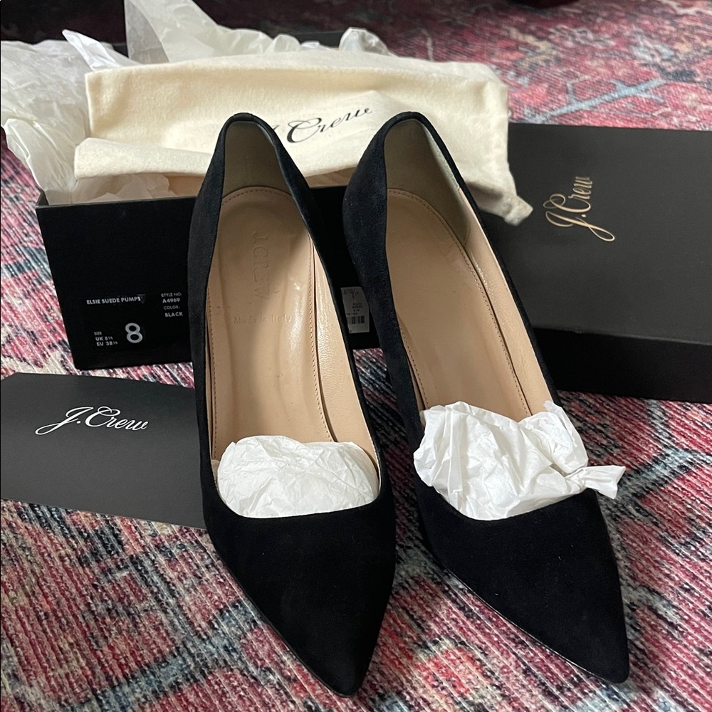 J. Crew Elsie Classic Black Suede Pumps